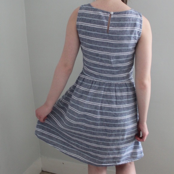 Women’s Size XS Striped Linen Blend Dress Blue - Picture 3 of 4